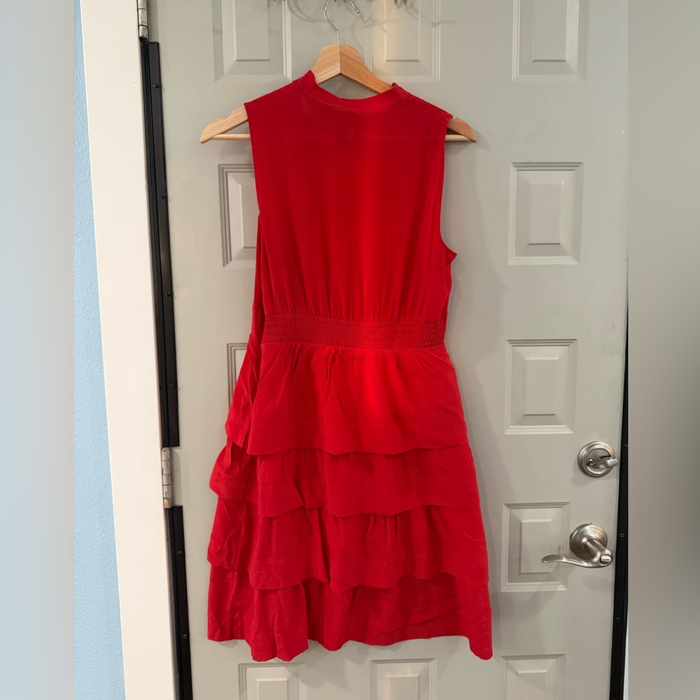 Anthropologie Girls From Savoy Red 100% Silk Tiered Ruffle Party Cocktail Dress - Picture 16 of 16